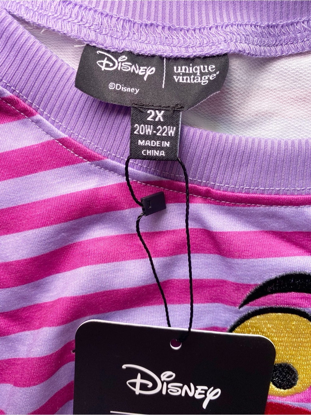 Unique Vintage Disney Cheshire Cat Striped Top Plus Size 2X NWT - Picture 7 of 13